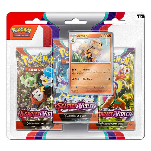 Blister 3-Sobres de Escarlata y Púrpura: Arcanine